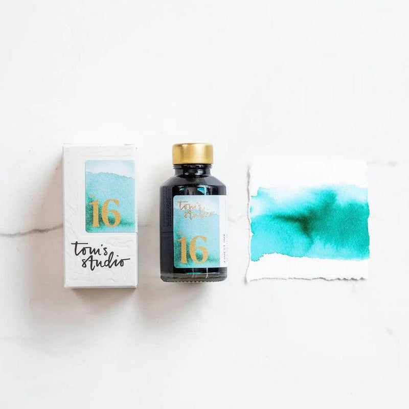 Tom's Studio Fountain Pen Ink Bottle (50ml) in No. 16 Sunny Teal | EndlessPens