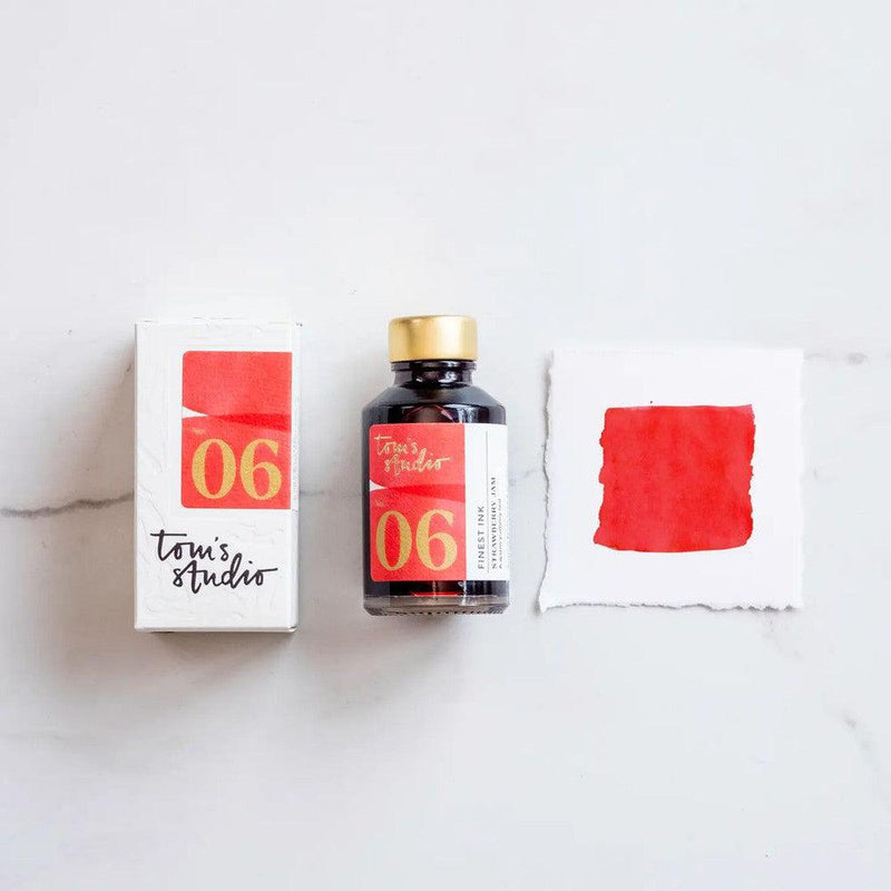 Tom's Studio Fountain Pen Ink Bottle (50ml) in No. 6 Strawberry Jam | EndlessPens