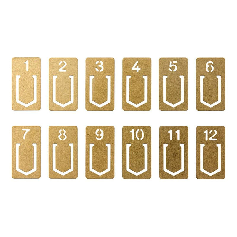 Traveler's Brass Clips Set - Number