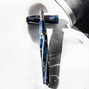 Visconti Divina Elegance Imperial Blue Oversize Fountain Pen (14K Gold) - Pen and Cap Cover | EndlessPens