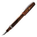 Visconti Medici Briarwood Ruthenium Trims Fountain Pen (14K Gold) - Pen with Nib Exposed | EndlessPens