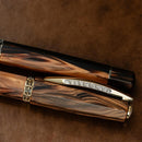 Visconti Fountain Pen - Medici Briarwood - Yellow Gold Trims - EndlessPens