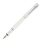 Waldmann Aura Day Guilloche Silver Matte Fountain Pen (18K Gold) - Pen with Nib Exposed | EndlessPens
