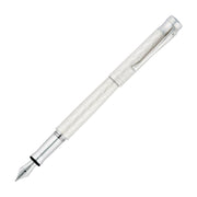 Waldmann Aura Day Guilloche Silver Matte Fountain Pen (Stainless Steel) - Pen with Nib Exposed | EndlessPens