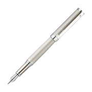 Waldmann Nova Linen Guilloche Fountain Pen (Stainless Steel) - Pen with Nib Exposed | EndlessPens