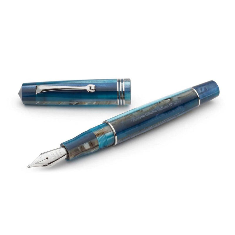 Leonardo Fountain Pen - Momento Zero (Stainless Steel) - Blue Hawaii
