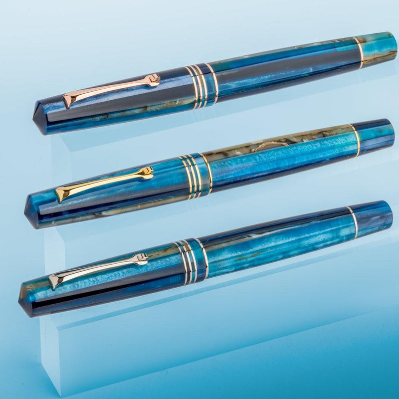 Leonardo Fountain Pen - Momento Zero (Stainless Steel) - Blue Hawaii