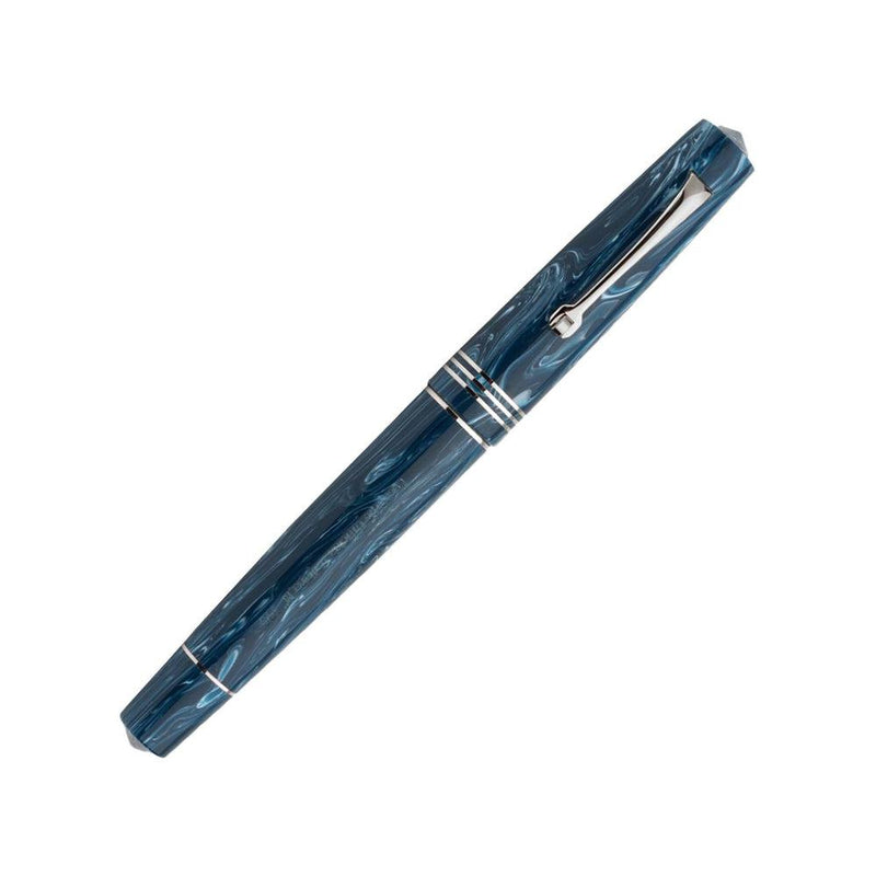 Leonardo Fountain Pen - Momento Zero (Stainless Steel) - Blue Positano